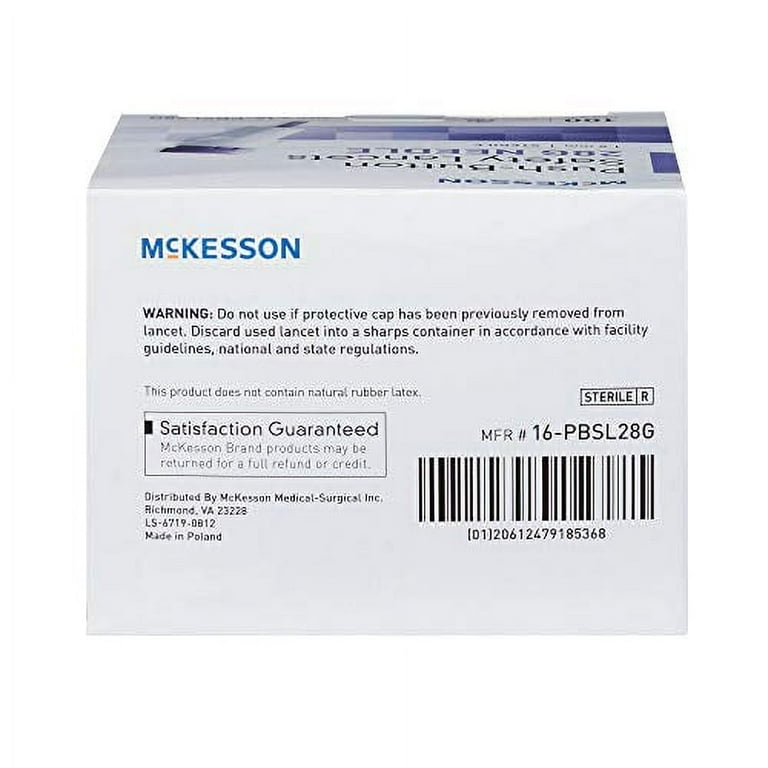 McKesson Safety Lancet, Disposable, Sterile, 28 Gauge Needle