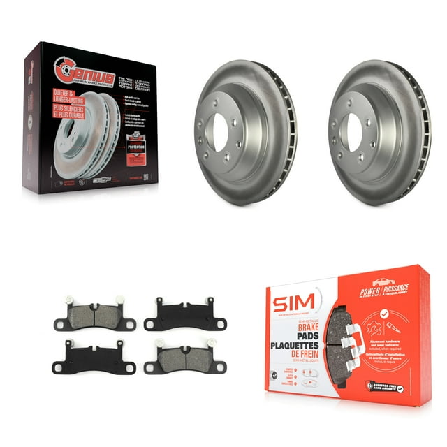 Transit Auto Rear Coated Disc Brake Rotors and Semi-Metallic Pads Kit for Car Volkswagen Touareg Porsche Cayenne KGS-101334