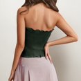 thumbnail image 4 of HAYIMI Women Detachable Strap Smocked Tube Tops, Ruffle Edge Elastic Strapless Bandeau Bustier, Textured Fabric Convertible Wrap Camisole for Daily Layering, 4 of 6