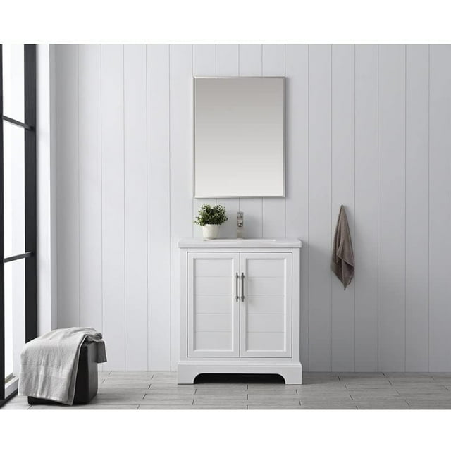 Vanity Art 30 Inch Single Sink Bathroom Vanity with Ceramic Sink and Top, Without Mirror