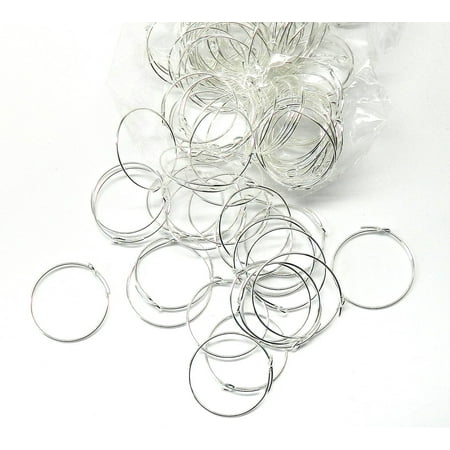Bead Brass Wire - 200 Silver-plated 25mm Open Beading Hoop Wine Glass Charms Wire