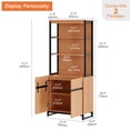 thumbnail image 4 of WAMPAT Modern 72" Tall Library Bookcase with Metal Base & Adjustable Shelves, Wood Bookcase with Storage Cabinet & Open Shelves for Home Office & Living Room, Mocha, 4 of 7
