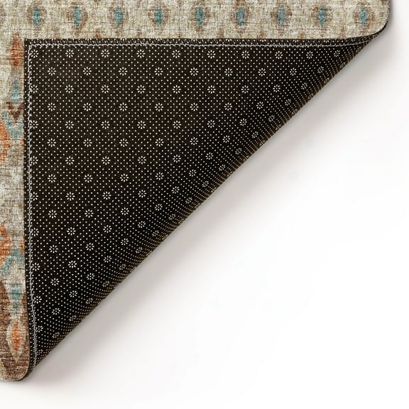 Bravado Indoor/Outdoor Brown Ikat 8' Round Non-Skid Area Rug