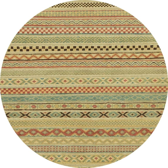 Ahgly Company Indoor Round Abstract Cinnamon Brown Solid Area Rugs, 7' Round
