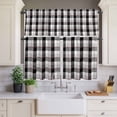thumbnail image 2 of Gray Buffalo Plaid Curtain Valances Set Black Geometric Check Purple Line Gradient Kitchen Curtains 36&nbsp;inch Length Rod Pocket Valance and Tiers 3 Piece Set Small Bedroom Bathroom Laundry Decor, 2 of 9