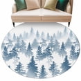 thumbnail image 2 of Blue Forest Large Round Rug 8 FT, Non Slip Living Room Area Carpet, Contemporary Silhouette Abstract Art Washable Soft Circle Rug Non-Shedding Floor Carpet for Bedroom Office Dining Room, 2 of 9