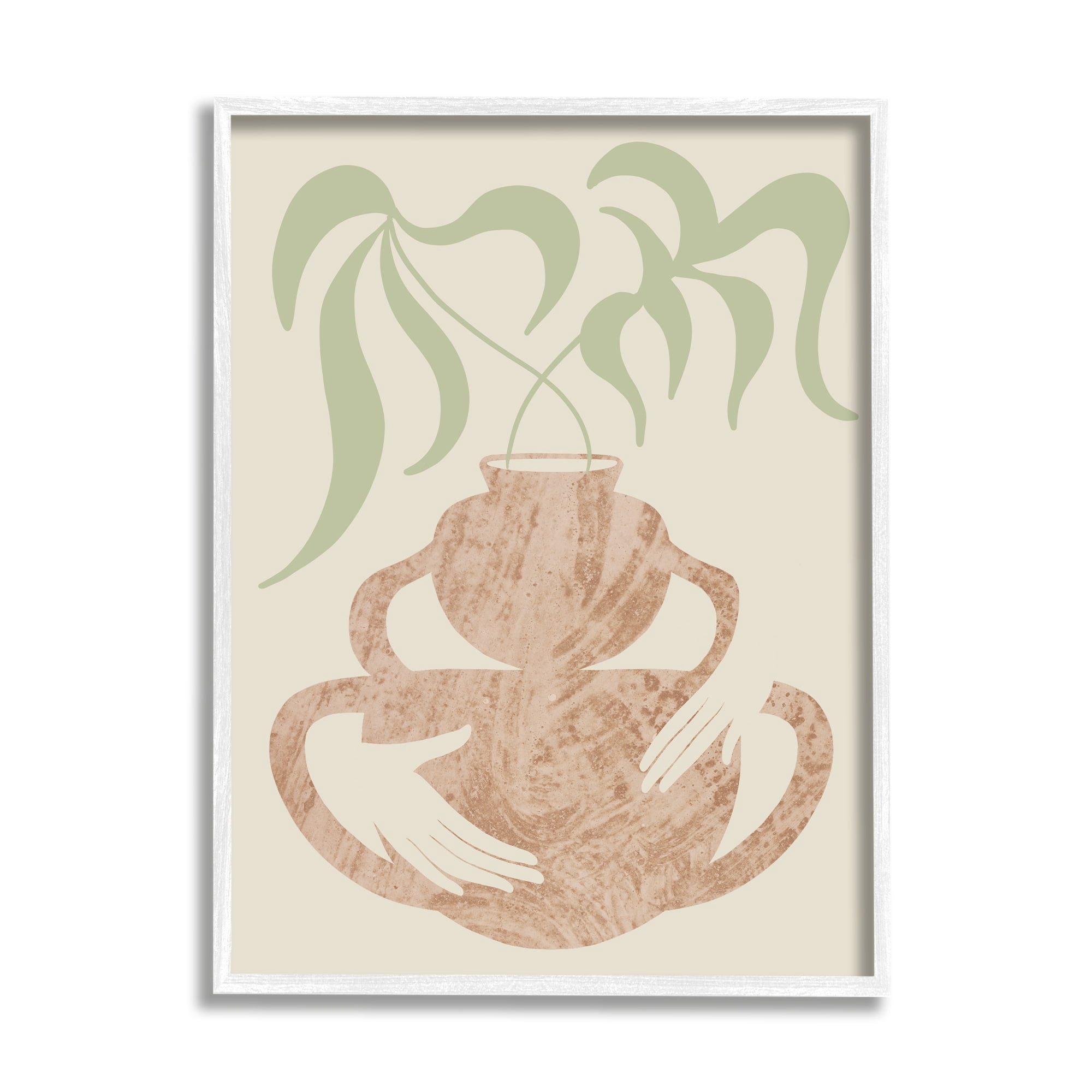 Stupell Industries Botanical Leaves Hands Flower Pot Handles Collage Framed Wall Art, 16 x 20, Design by Lil' Rue