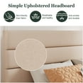 thumbnail image 3 of Amolife Queen Bed Frame, Platform Bed Frame with Fabric Upholstered Headboard, Beige, 3 of 8