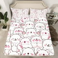 thumbnail image 2 of Castle Fairy Child Kids Teens Kawaii White Bear Twin Sheet Sets 3pcs,Cartoon Animal Polar Bear Twin Fitted Sheet Microfiber,Pink White Breathable Flat Sheet,Ultra Soft Home Decor, 2 of 7