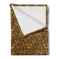 thumbnail image 2 of Western Soft Flannel Fleece Throw Blanket, Horse Shoe Motif Vintage Pattern with Star Barn Lucky Charm Design, Cozy Plush for Indoor and Outdoor Use, 50" x 60", Brown Pale Yellow, by Ambesonne, 2 of 5