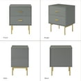 thumbnail image 6 of Wooden 2 Drawer Storage End Table Chest Cabinet Table Metal Legs for Home Grey, 6 of 6