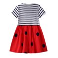 thumbnail image 2 of ENFLASH Toddler Girls Cotton Short Sleeve Casual Cartoon Appliques Ladybug Jersey Dresses Summer Kids Dress, 2 of 7