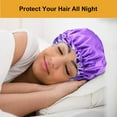 thumbnail image 4 of Satin Bonnet Silk Sleep Cap - Extra Large Bonnets for Curly Hair, Braids, Big Hair, Reversible Hair Bonnet for Sleeping, Adjustable Silk Sleep Bonnets for Women (Two Reversible Layers), 4 of 7
