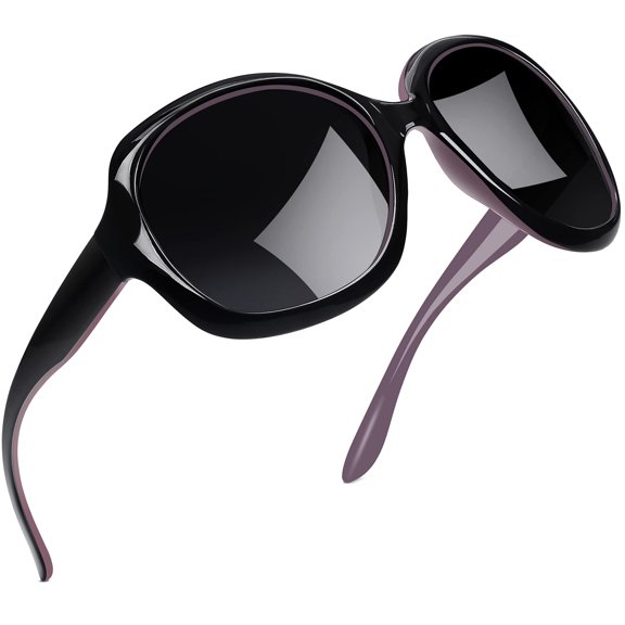 Joopin Oversized Polarized Sunglasses for Women, Ladies Big Frame Sun Glasses 100% UV Blocking(Black Purple)