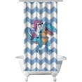 thumbnail image 4 of IORTY RTTY Unicorn Riding Dinosaur T-Rex Shower Curtain Waterproof Dinosaur Colorful Kid Funny Cartoon Animal Pattern Bathroom Decor 36X72 Inches Hooks Included, 4 of 5