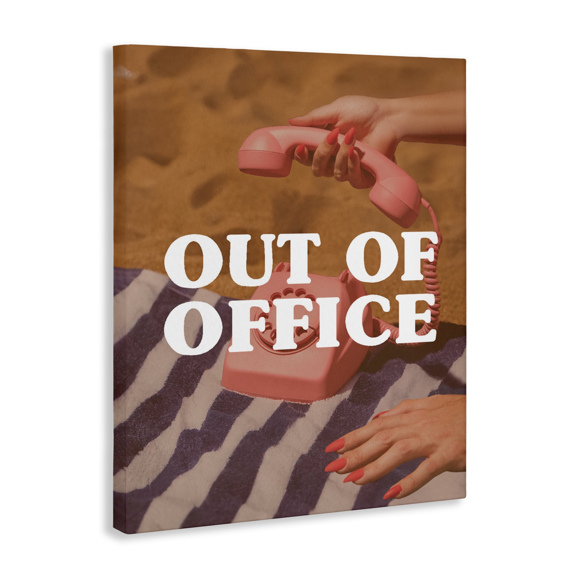 Out of Office Pink Phone Canvas Wall Art, design by Lil' Rue