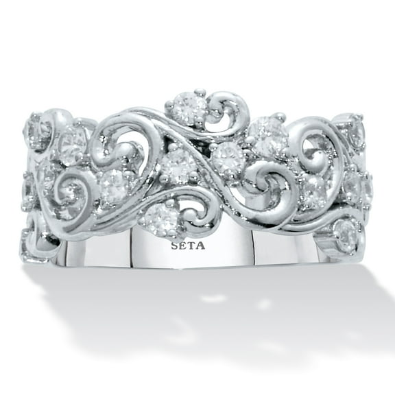 .58 TCW Platinum-Plated Cubic Zirconia Vintage Ring