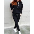 thumbnail image 3 of Women 2PCS Jogger Outfit Tracksuit Set Matching Long Sleeve Hoodie Sweatshirt Top Drawstring Sweatpants Set, 3 of 6