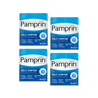 Pamprin Maximum Strength Multi-Symptom Menstrual Pain Relief, 40 Caplets - Pack of 4
