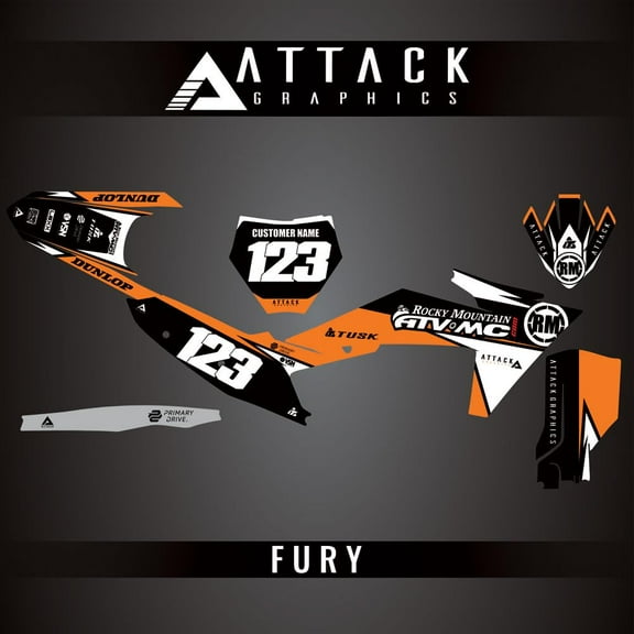 Attack Graphics Custom Fury Complete Bike Graphics Kit for KTM 450 XC-F 2023