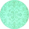 thumbnail image 1 of Ahgly Company Machine Washable Indoor Round Persian Turquoise Blue Traditional Area Rugs, 8' Round, 1 of 4