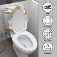 thumbnail image 3 of COEQINE Toilet Lid Cover and Toilet Tank Cover, Machine Washable Easy Installation Breathable Bathroom Toilet Lid Cover White Gold Marble Toilet Cover 2 Piece Set, 3 of 7