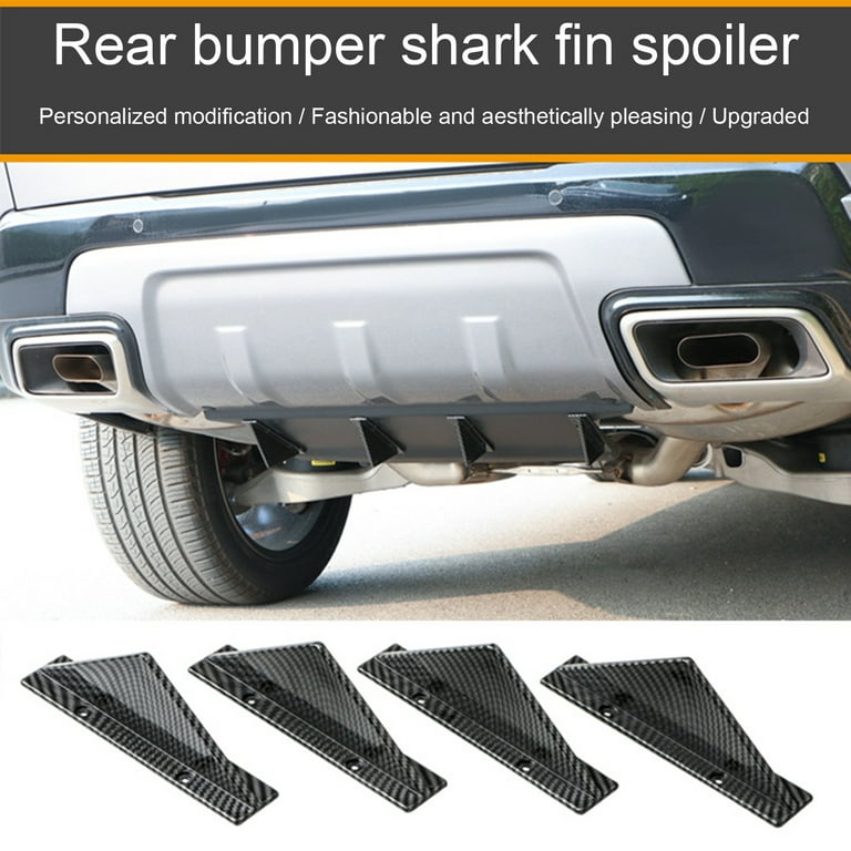 4Pcs Universal Car Rear Bumper Lip Diffuser Shark Fin Style Spoiler  Decoration