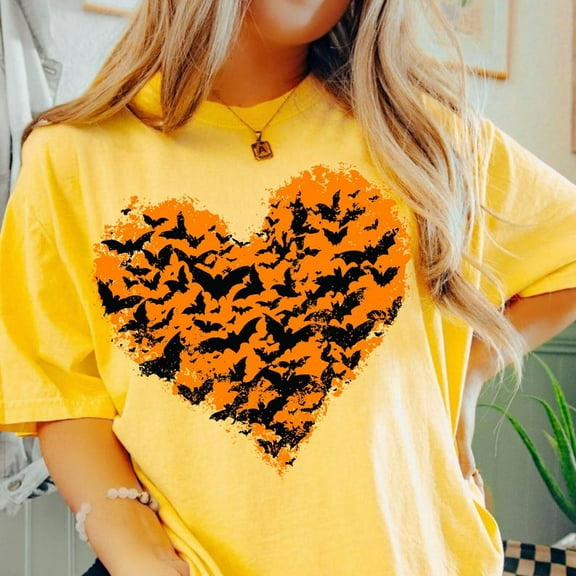 Halloween Bats Brushstroke Shirt, Flying Bats Retro Halloween Shirt, Spooky Season Sublimation Design Shirt, Trendy Gothic Girly Halloween Shirt