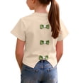 thumbnail image 2 of Asxite Toddler Tops Girls Summer Tops Solid Bow Back Crewneck Short Sleeve Top for 1-9 Years, 2 of 5