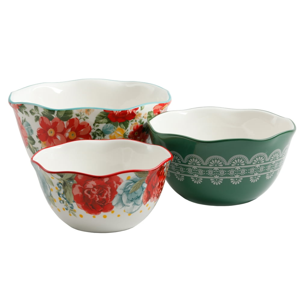 The Pioneer Woman Vintage Floral 3Piece Serving Bowl Set