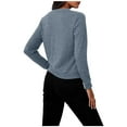 thumbnail image 5 of JSheng Women's Cardigan Sweater Solid Color Knitted Long Sleeve Button V-Neck Hoodless Casual Outwear Tops Light Blue L, 5 of 5