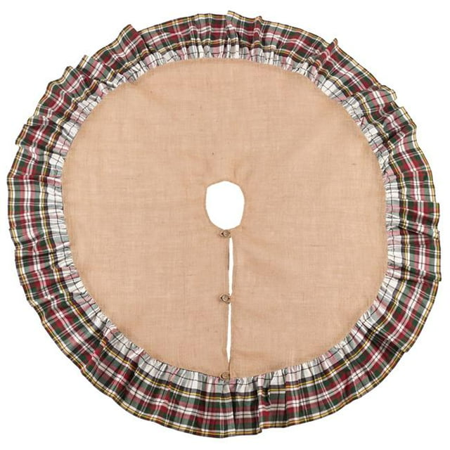 Saro Lifestyle 3212.M56R Inverness Collection Plaid Ruffle Design Jute Tree Skirt - Multi Color