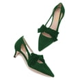 thumbnail image 3 of XYD Women Chic Cutout Bowknot Slip On Pumps Kitten Low Heel Pointy Closed Toe Stylish Classic wedding Shoes Size 7 Green, 3 of 3