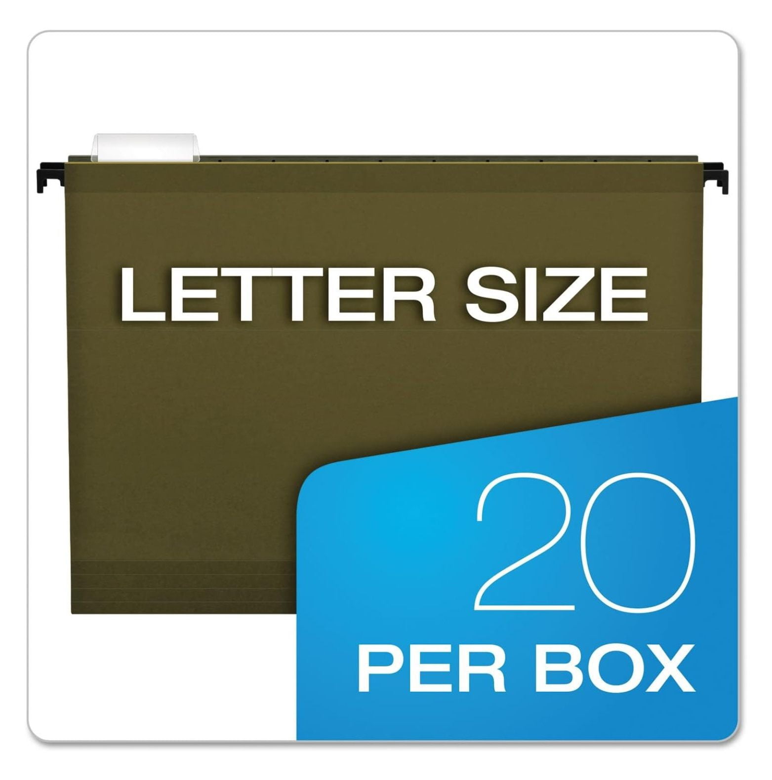 Hanging File Folders Letter Size - SureHook Reinforced 2 Inch Expansion - Standard Green 1/5 Cut - 20 Pack - Heavy Duty File Folders for Office & Home