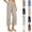 27# Khaki, variant on Linen Capri Pants for Women 2026 Summer Plus Size Elastic High Waist Wide Leg Capris Casual Loose Beach Cropped Trousers Navy M