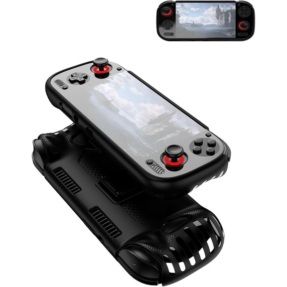 Kothab for Ayn Odin 3 6inch TPU Grip Case – Shockproof Non-Slip Full Protective Cover with Kickstand, Anti-Scratch Drop Protection Gaming Console Case (Black)