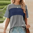 thumbnail image 4 of Youyipin Womens Summer Tops Tops Trendy Oversized 2025 Crewneck Color Block Striped Womens Shirts Blouses Business Casual Tops For Women, 4 of 6