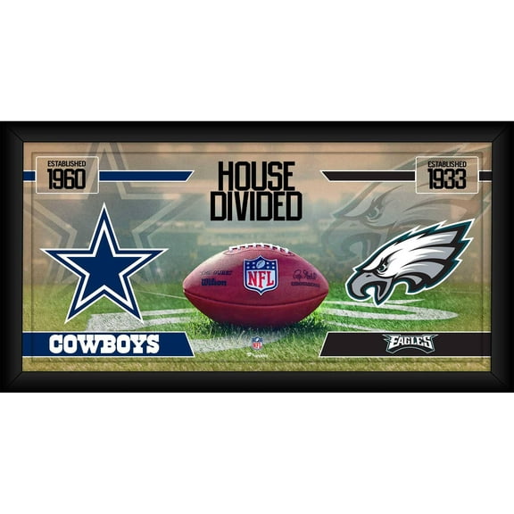 Dallas Cowboys vs. Philadelphia Eagles Framed 10" x 20" House Divided Football Collage