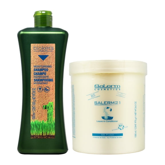 Salerm Moisturizing Shampoo 1000ml 36oz   21 Leave in 1000ml 34.5oz