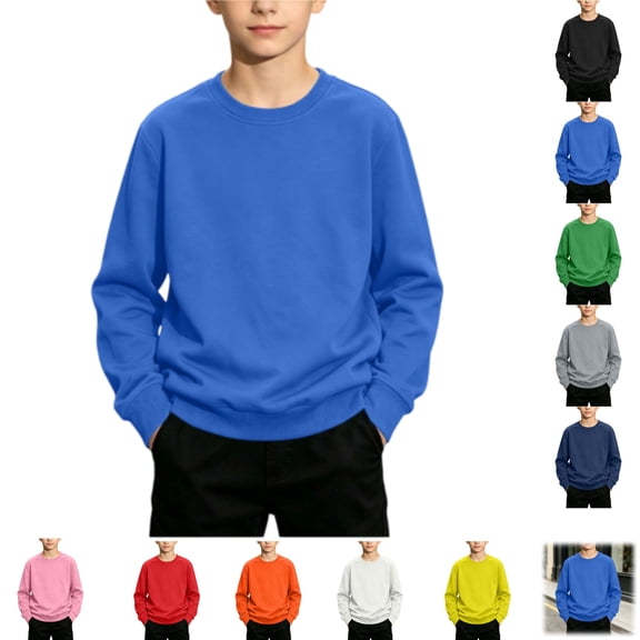 YOUYEDIAN Base Layer for Boys Casual Long Sleeve Crewneck Solid Color Shirt