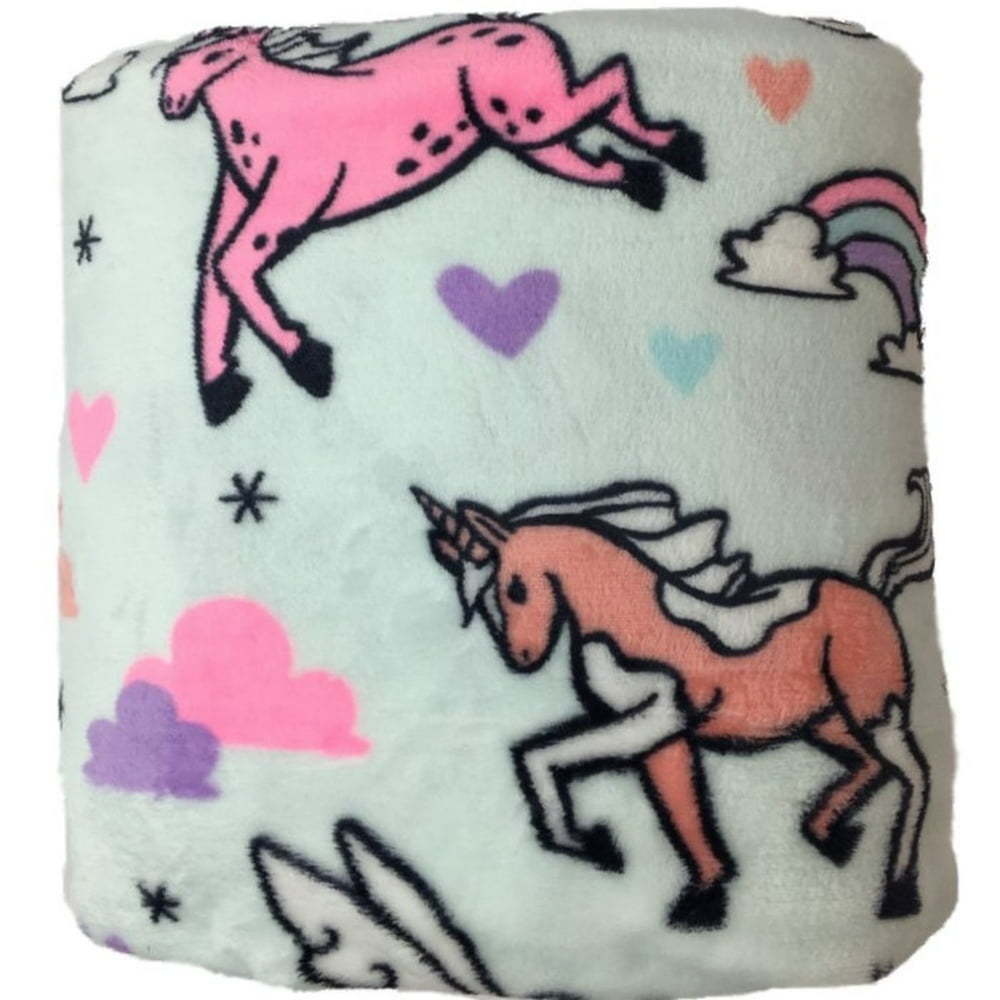 The Big One Oversized Plush Colorful Unicorns Throw Blanket - 5ft x 6ft