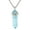 Aqua blue, variant on Natural Clear Quartz Gemstone Hexagonal Pointed Reiki Chakra Pendant Necklace 20" High-grade Tin Gift Box