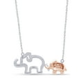 thumbnail image 4 of AFFY 1/10 Ct Diamond Mom Elephant Womens Pendant Necklace 14k White Gold Over 925, 4 of 7