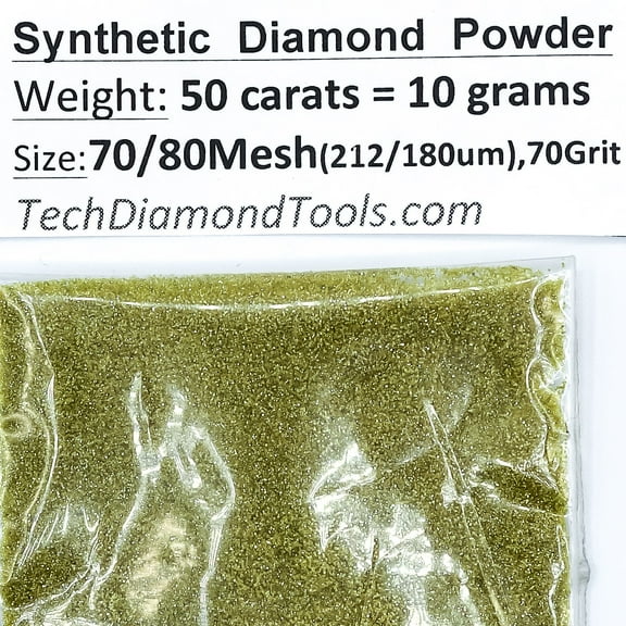 TechDiamondTools Diamond Powder from 325/400 to 50/60 mesh 10 Grams = 50carats. (70 grit 70/80 mesh)