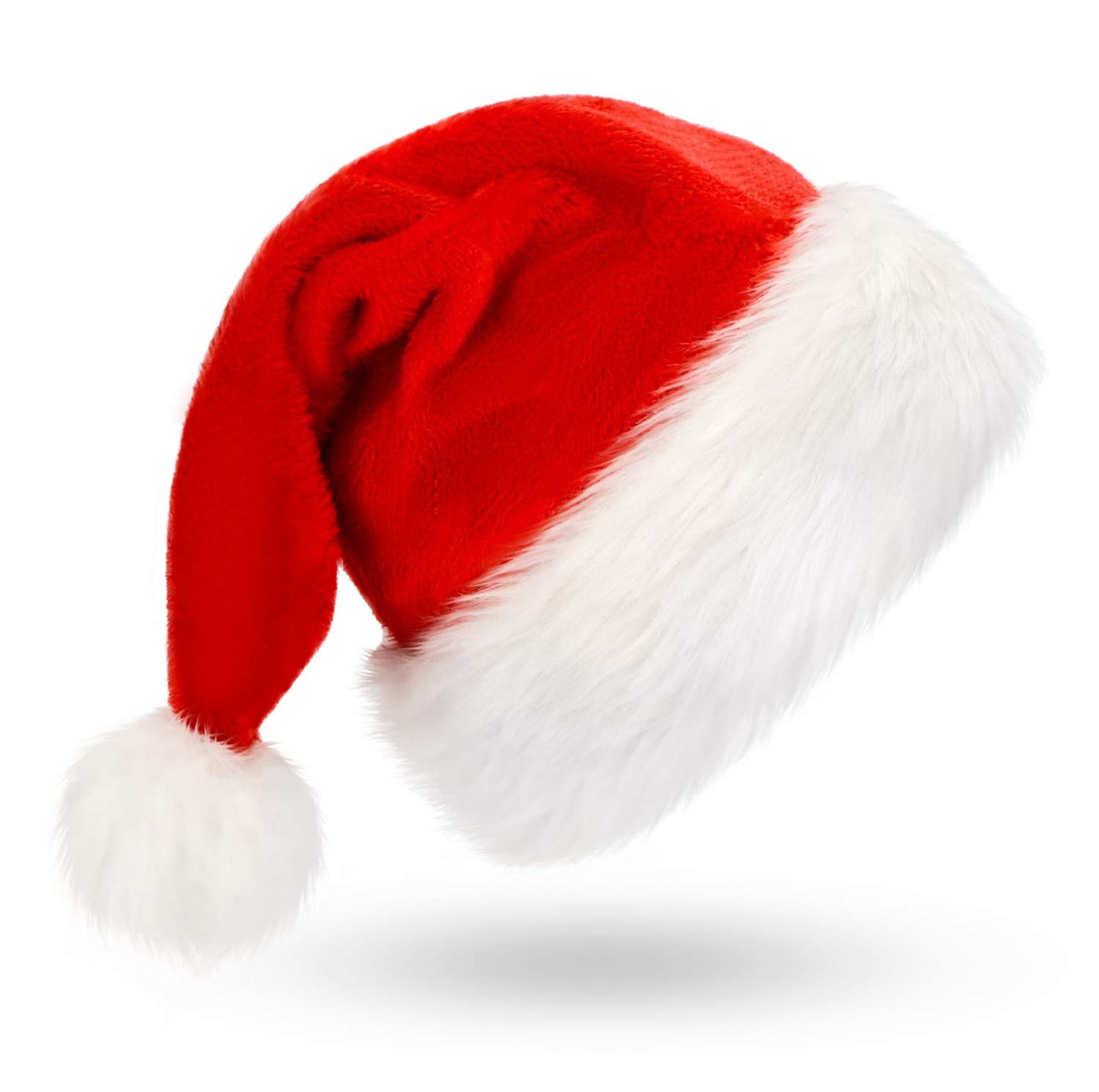 Lot Unisex Father Christmas Hat XMAS Santa Adult Size Hats White Plush Classsic 