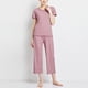 thumbnail image 2 of Gibobby Pijamas para mujer Camiseta informal de manga corta con cuello redondo para mujer con dobladillo festoneado diseño de Color sólido ropa para el(Rosa,G), 2 of 5