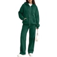 thumbnail image 4 of Women Zip Up Hooded Sweatsuit Set Oversized Full Zip Hoodie Wide Leg Sweatpants Casual Matching Outfit L, 4 of 7