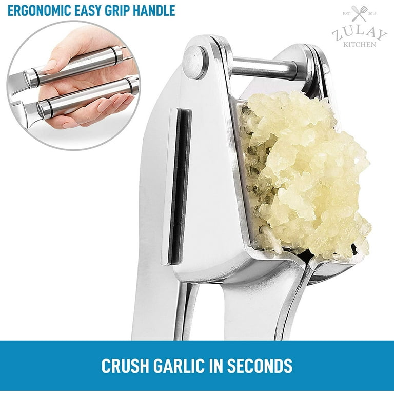 Zulay Kitchen Garlic Press Stainless Steel Set Garlic Mincer with Silicone  Roller Peeler Rust Proof 
