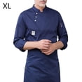 thumbnail image 2 of Botones de la chef de la chef de la manga larga del invierno del invierno con los bolsillos delanteros camisas para hombres Trajes profesionales para el restaurante Blue XL seitruly LF000332-09, 2 of 7