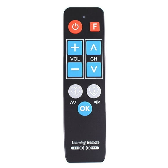 Control Remoto Universal con Aprendizaje por Infrarrojos para TV-BOX, DVD, STB, VCR, TV y Calefactor. Control Remoto con 9 Botones Grandes para Televisores Antiguos.